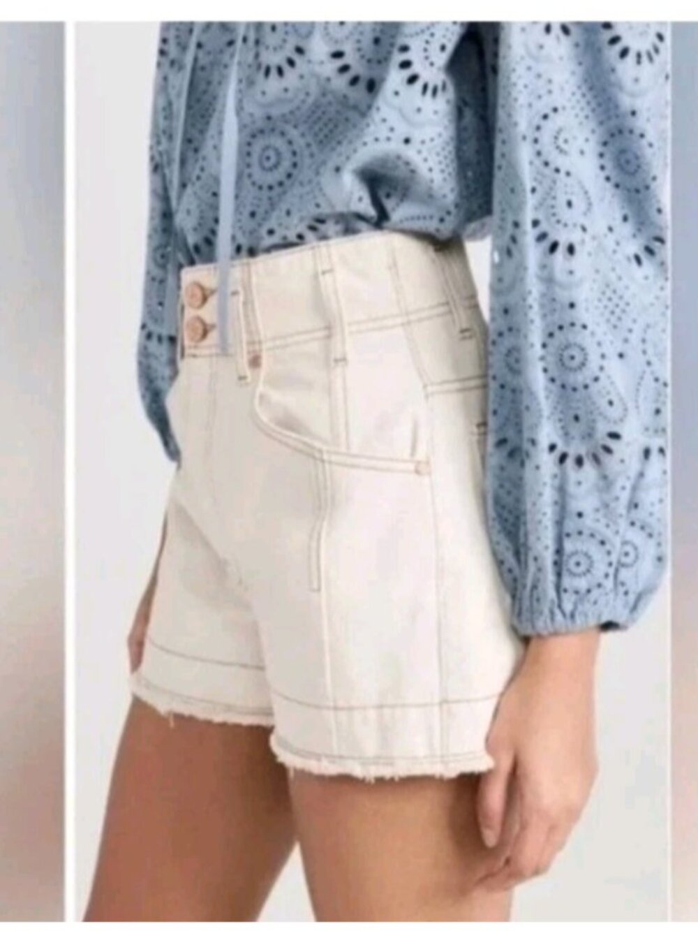 Ulla Johnson Denim The Charlotte Shorts Wide Leg High Waisted Women Sz 26 white